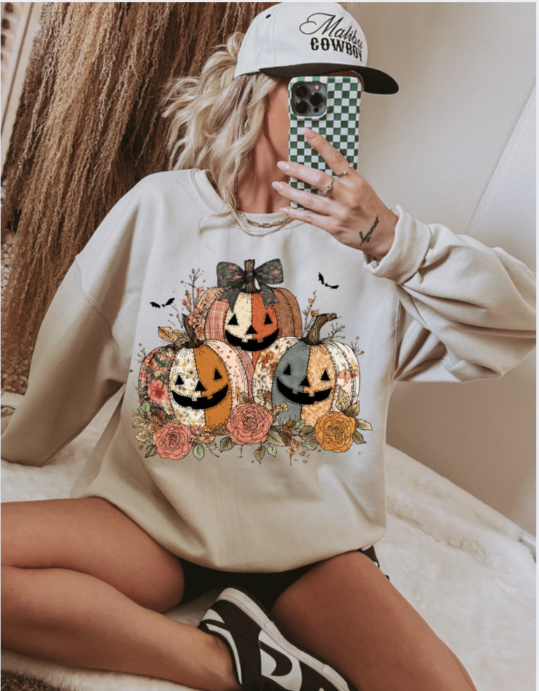 Preppy Floral Pumpkin DTF Transfer