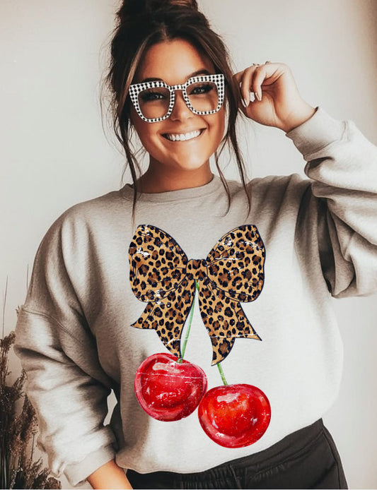 Leopard Bow Cherry DTF Transfers
