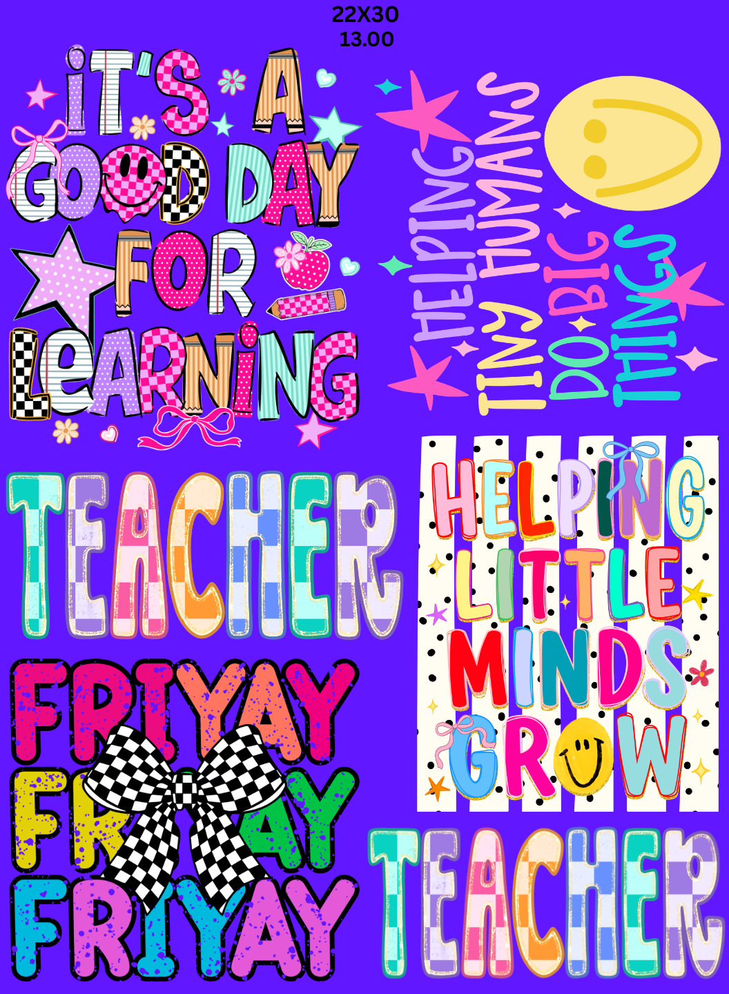 Teacher Pre made Gang sheet