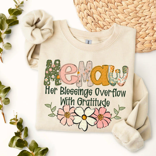 Blessings Overflow Memaw DTF Transfer
