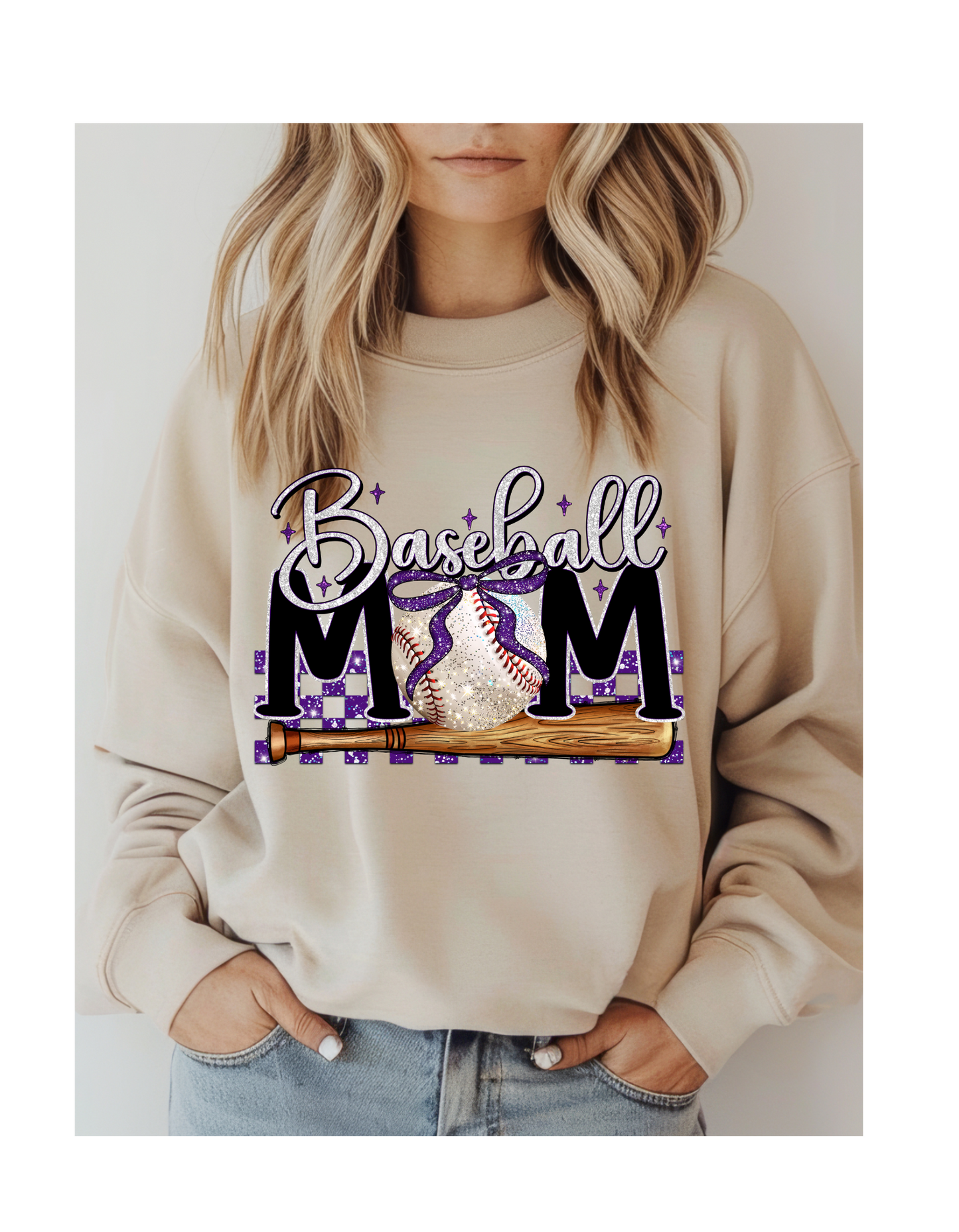 Baseball Mom Purple DTF Transfer