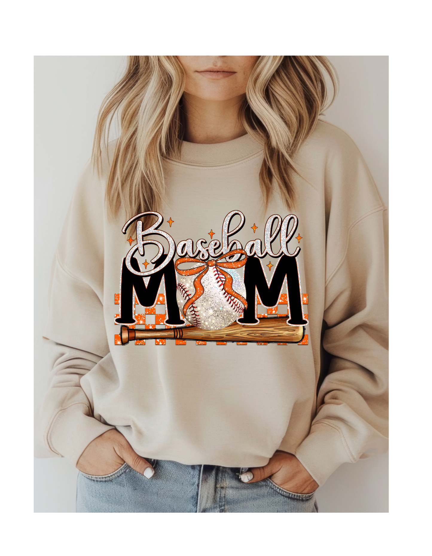 Baseball Mom Orange DTF Transfer