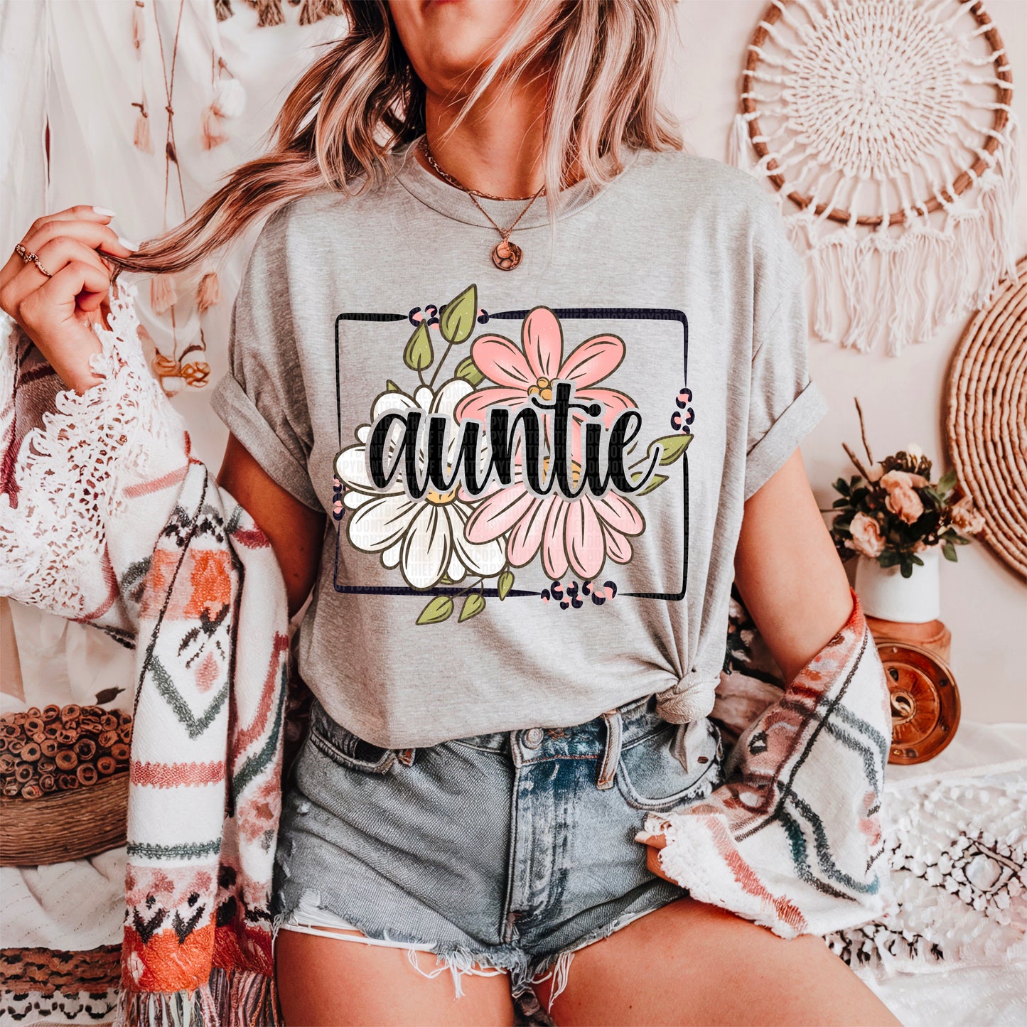 Floral Name Auntie DTF Transfer