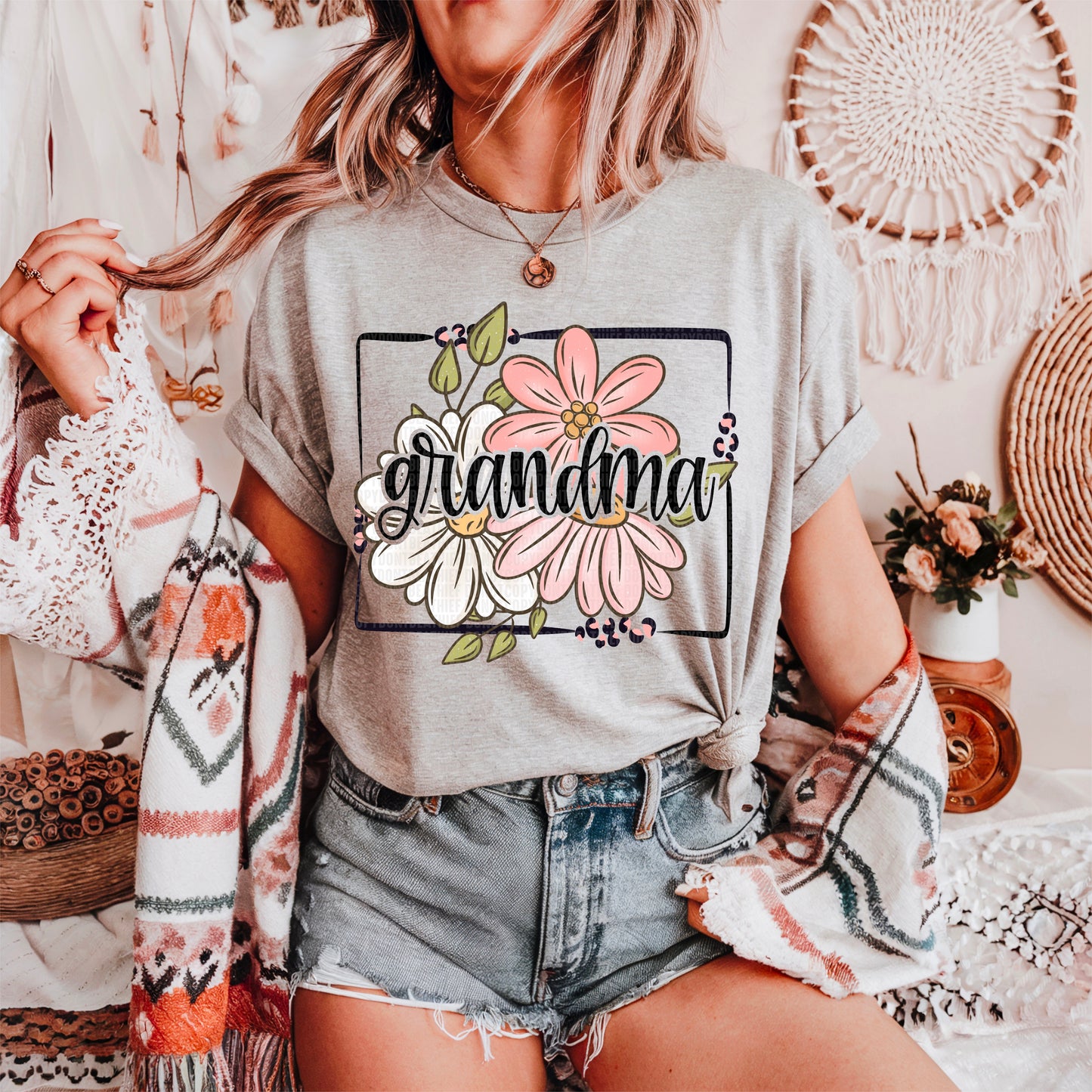 Floral Name Grandma DTF Transfer