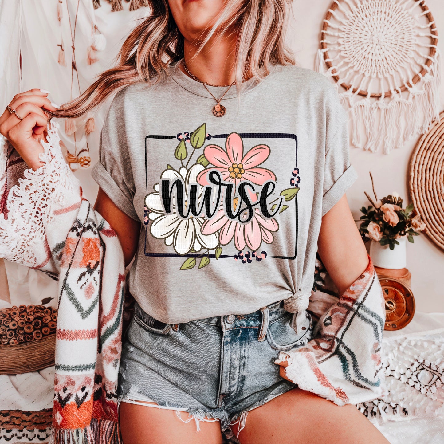 Floral Name Nurse DTF Transfer