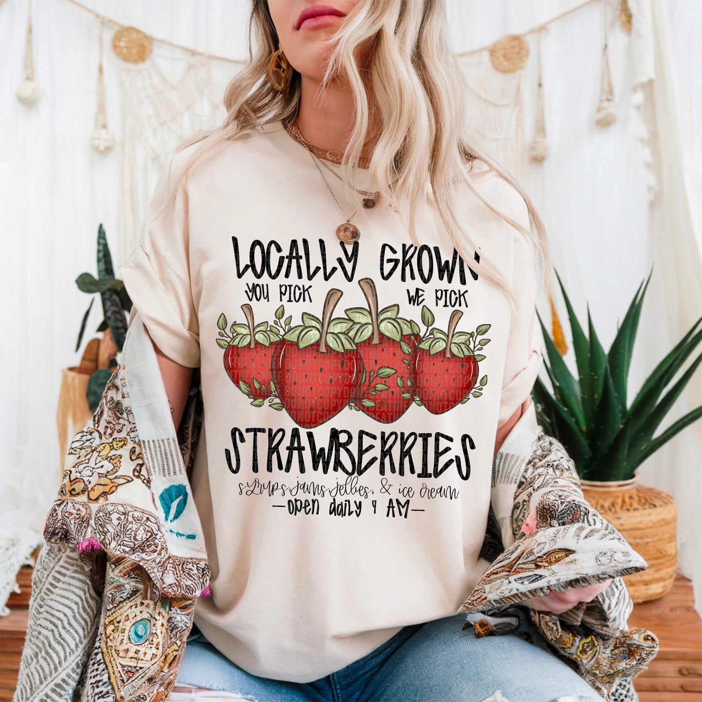 Locally Grown Strawberries DTF Transfer