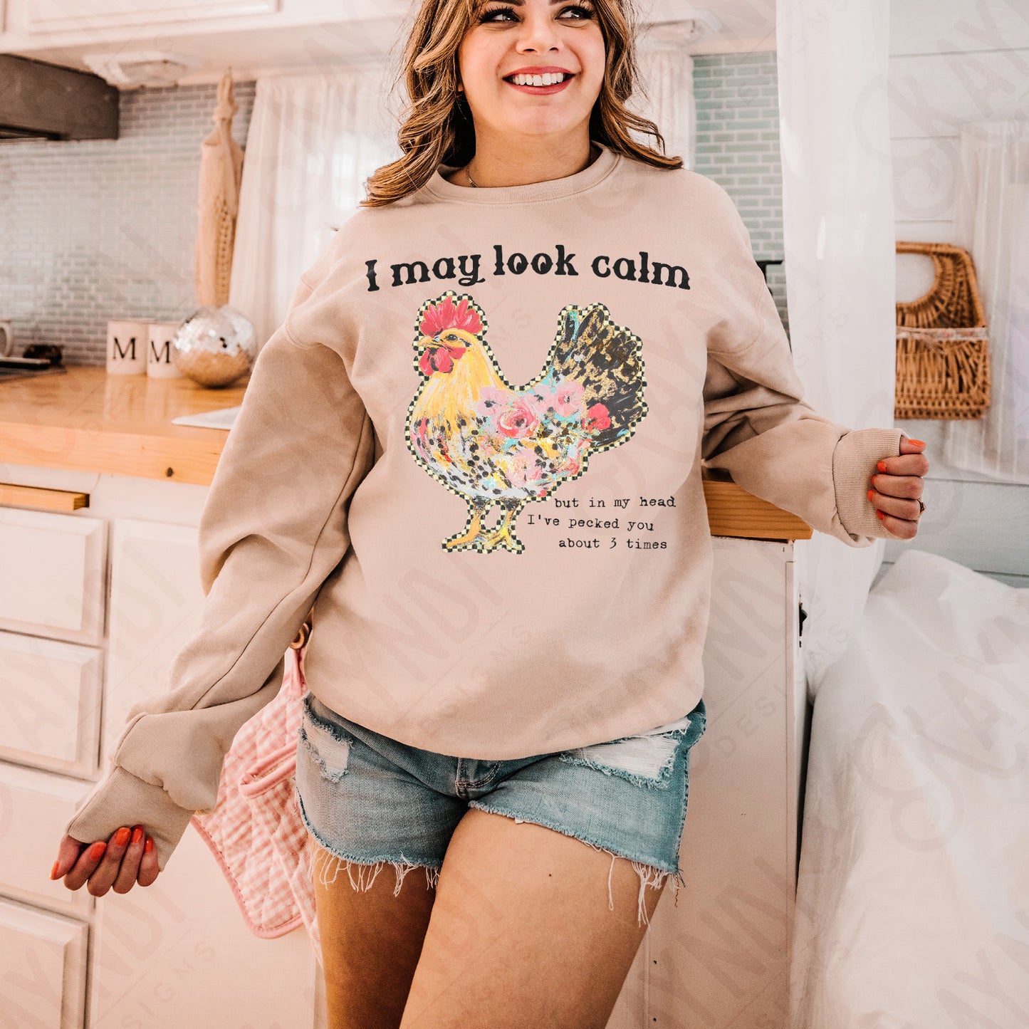 I May look Calm Chicken DTF Transfer