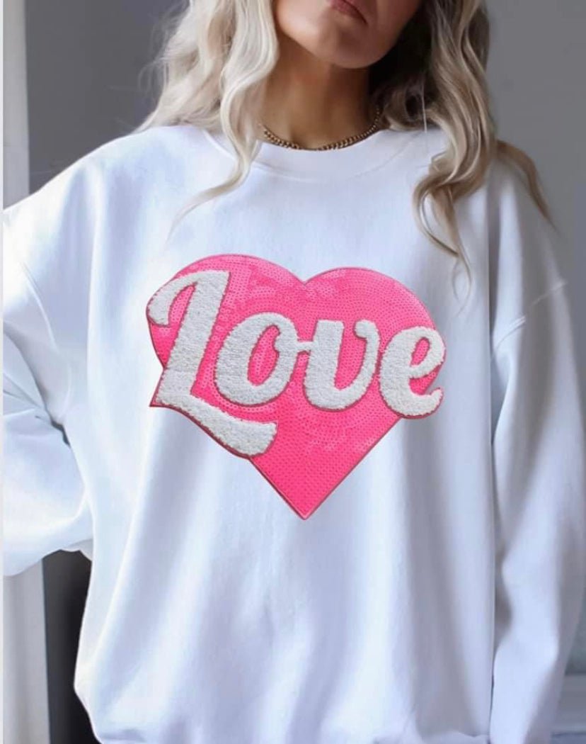 Kay’s and Grace Transfers 11” Pink Love Sequins Adhesive Patch