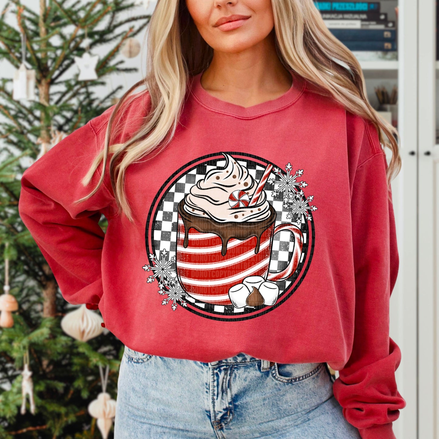 Kay’s and Grace Transfers 12” Checkered Hot Cocoa DTF Transfer Checkered Hot Cocoa DTF Transfer