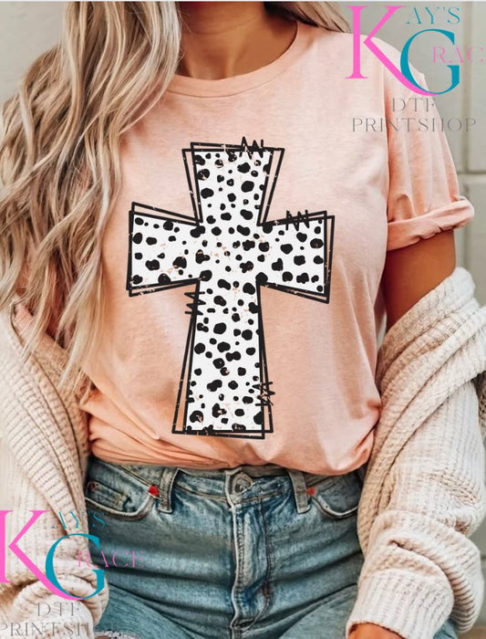 Kay’s and Grace Transfers 12” Grunge Dalmatian Cross DTF Transfer