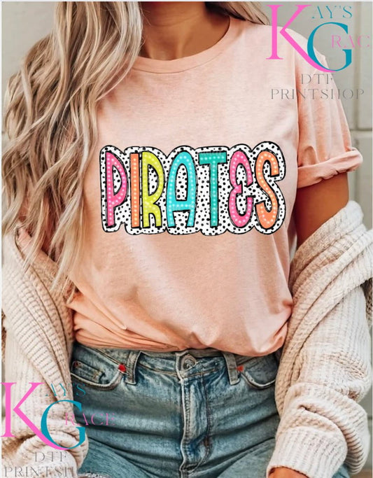 Kay’s and Grace Transfers 12” Pirates Colorful, Dalmatian Dots, Mascot,DTF Transfer