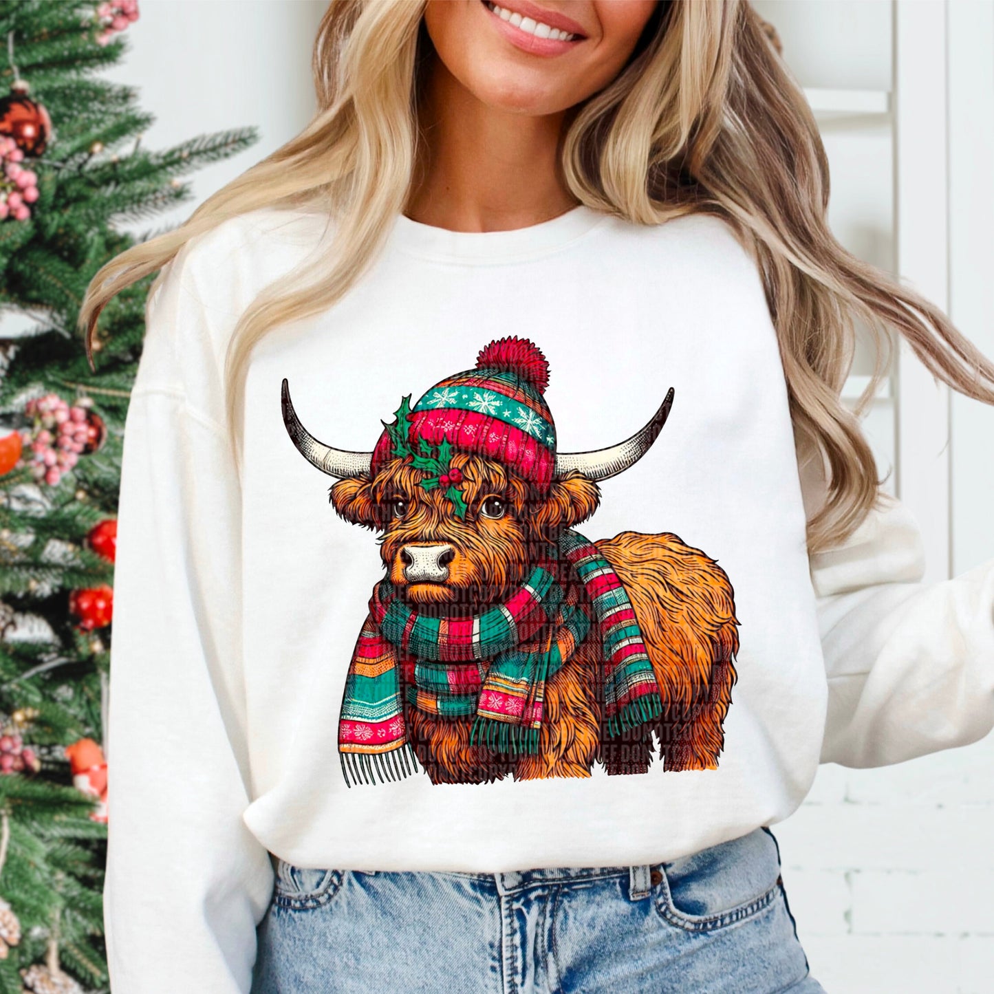 Kay’s and Grace Transfers 12” Winter Highland Cow DTF Transfer Winter Highland Cow DTF Transfer