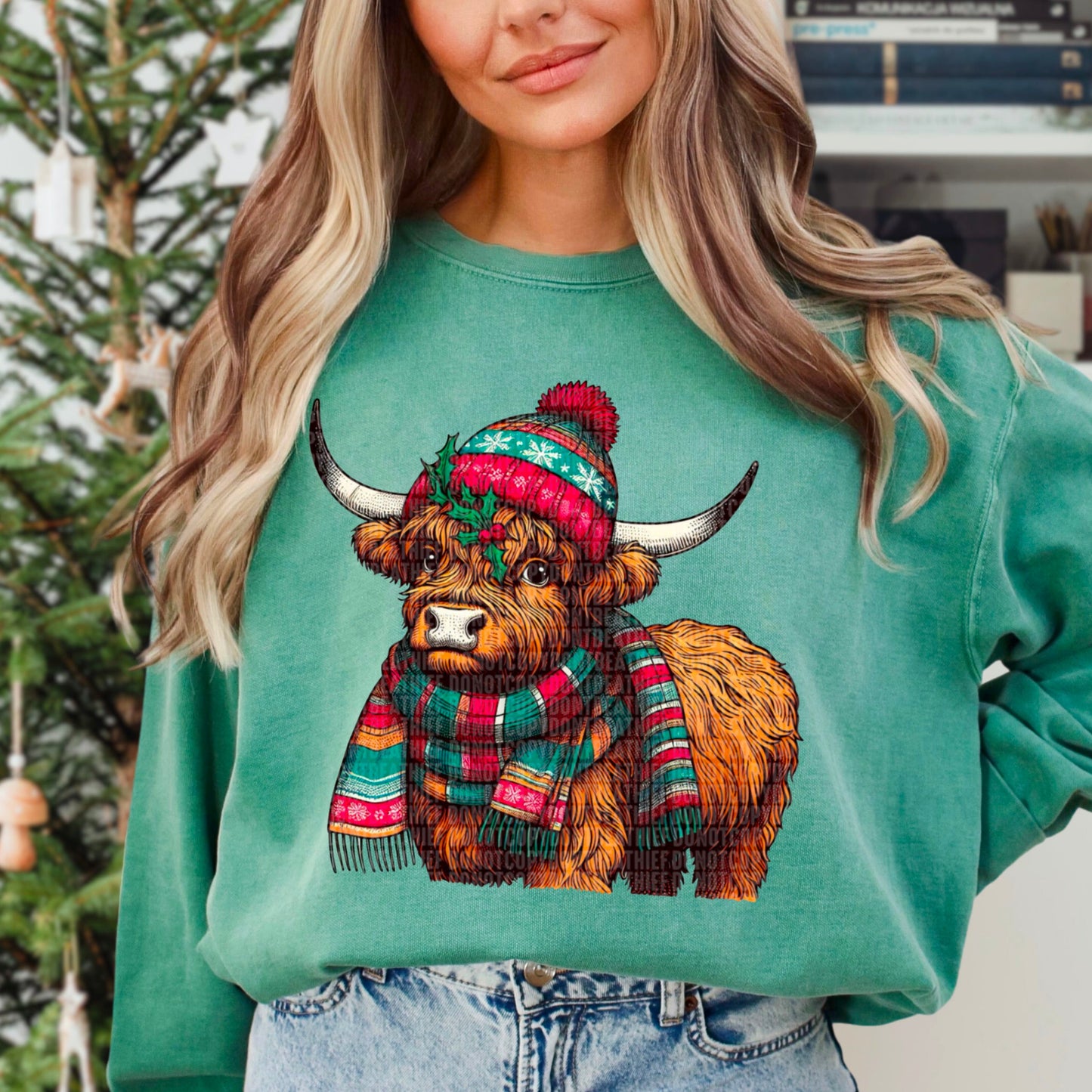 Kay’s and Grace Transfers 12” Winter Highland Cow DTF Transfer Winter Highland Cow DTF Transfer