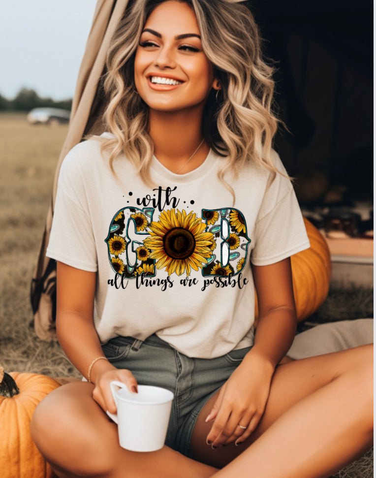 Kay's & Grace Clothing Company 11x11 With God All Things Are Possible Heat DTF Transfer