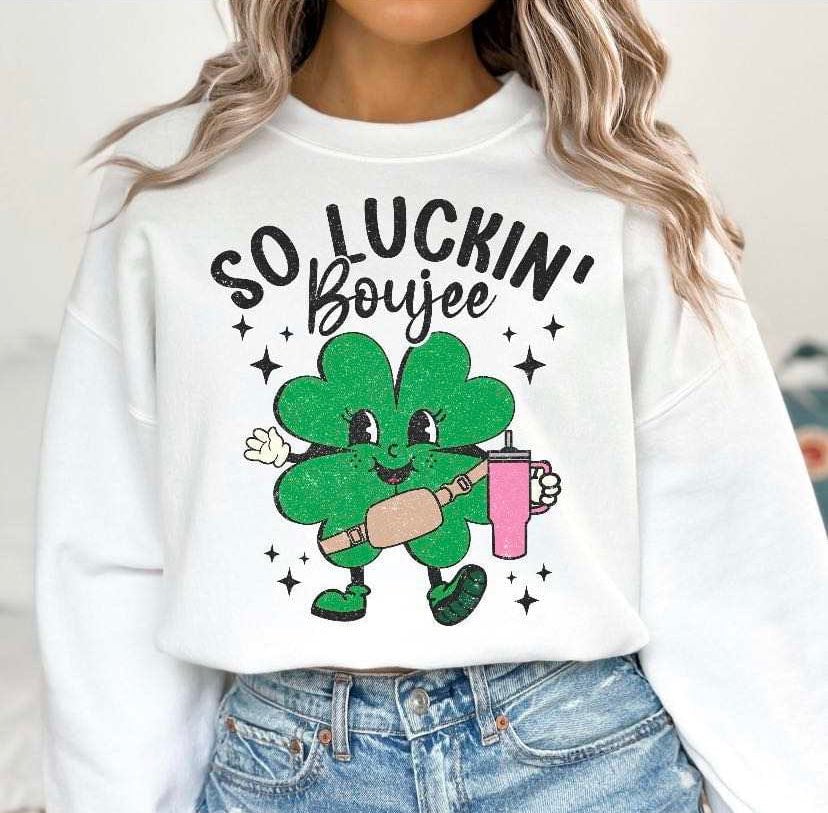 Kay's & Grace Clothing Company  12” / 9” So lucky Boujee DTF Transfer