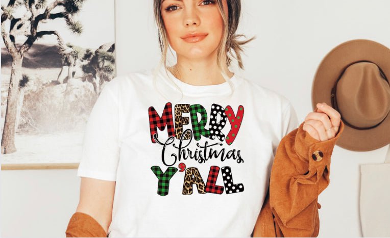 Kay's & Grace Clothing Company 12x12.5 Merry Christmas Y’all Heat DTF Transfers