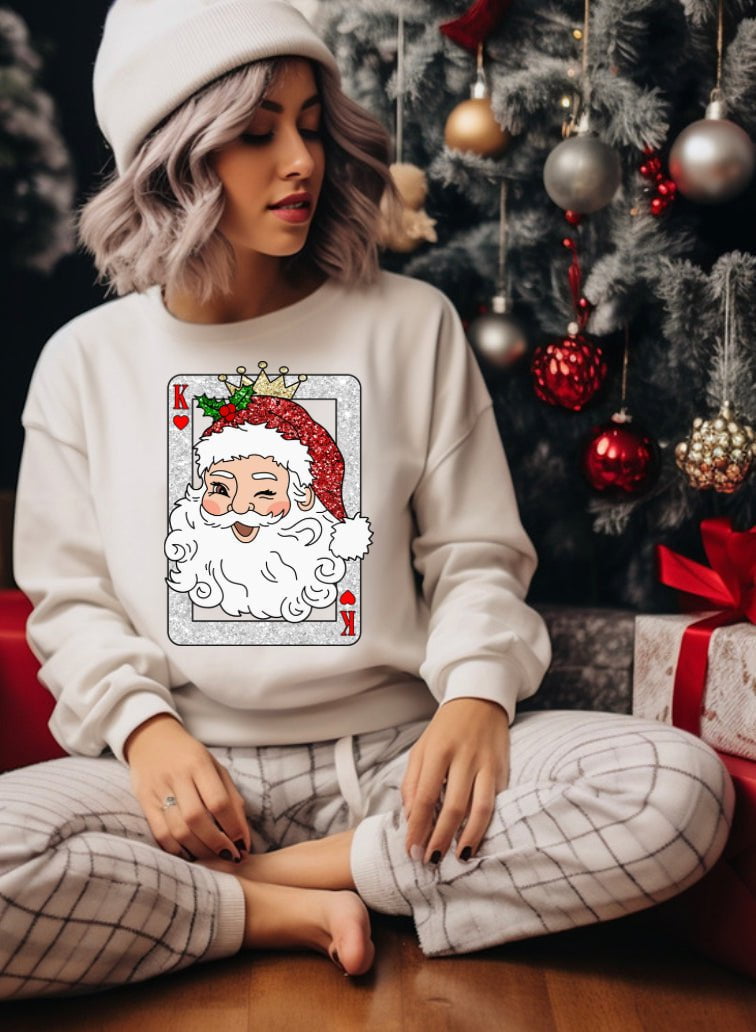 Kay's & Grace Clothing Company Glitter Christmas King Playing Card Heat DTF Transfer