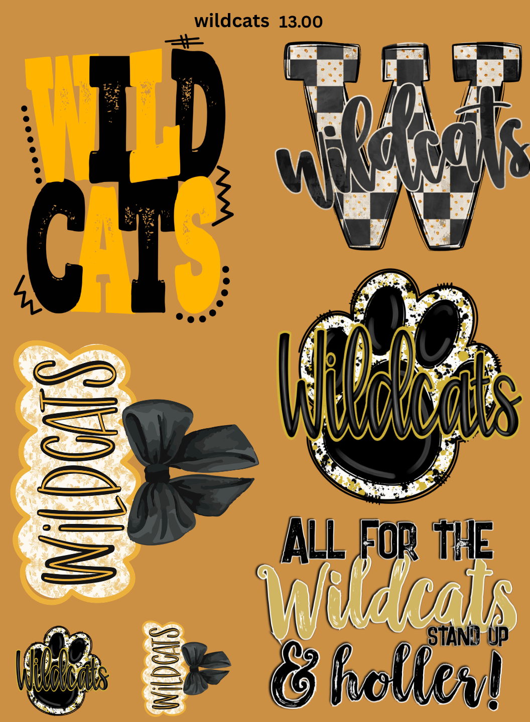 Wildcats Premade Gang sheet