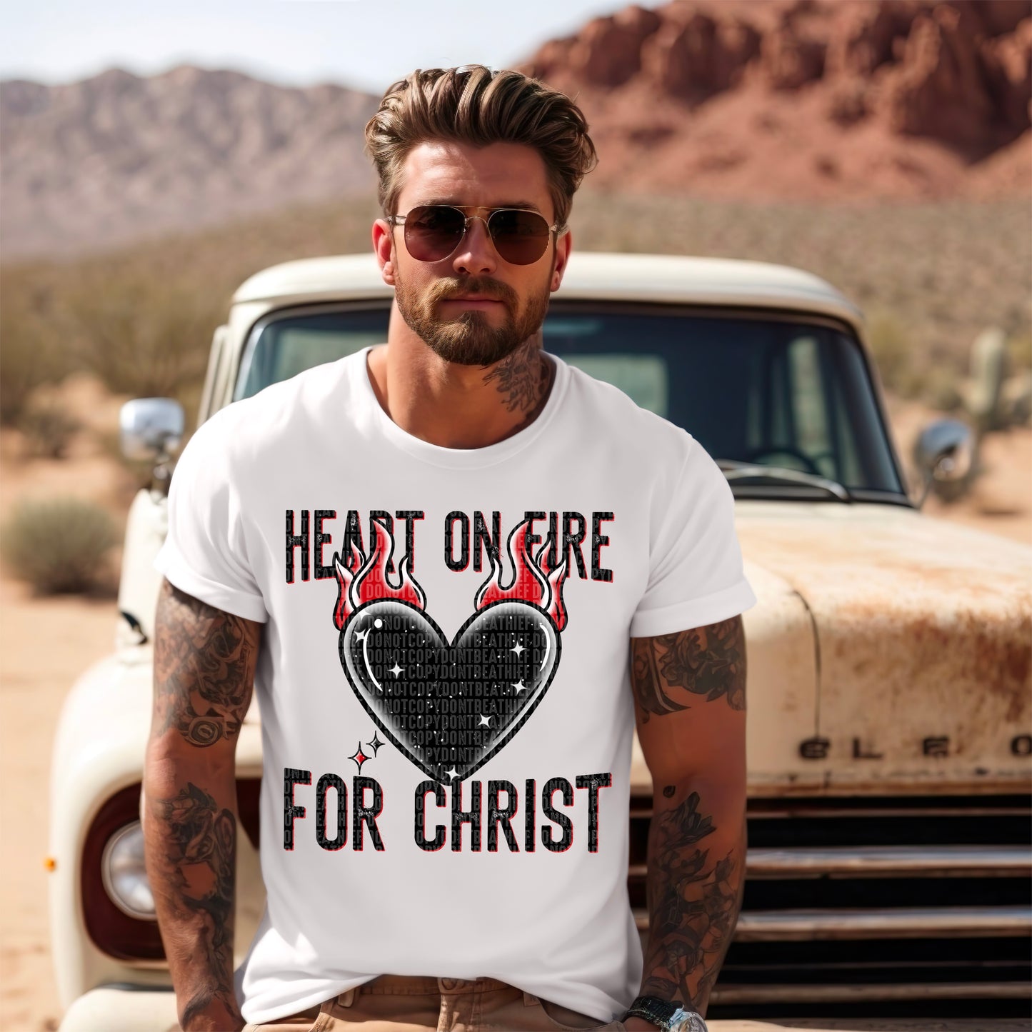 Heart On Fire For Christ DTF Transfers