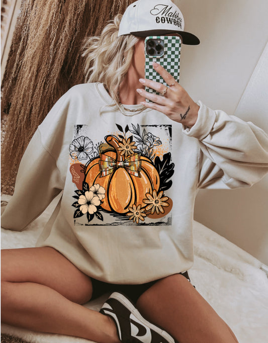 Floral Fall Pumpkin Boho DTF Transfer