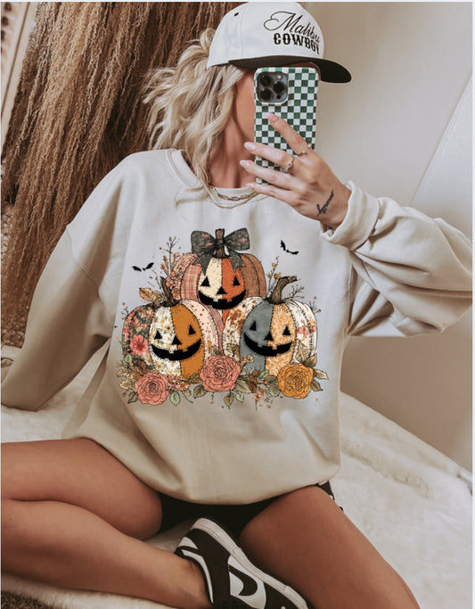 Preppy Floral Pumpkin DTF Transfer