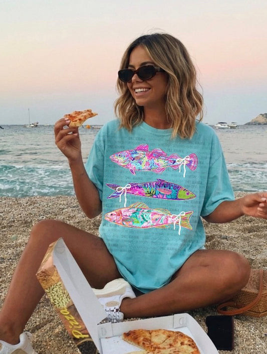 Three Fish horizontal DTF Transfers￼