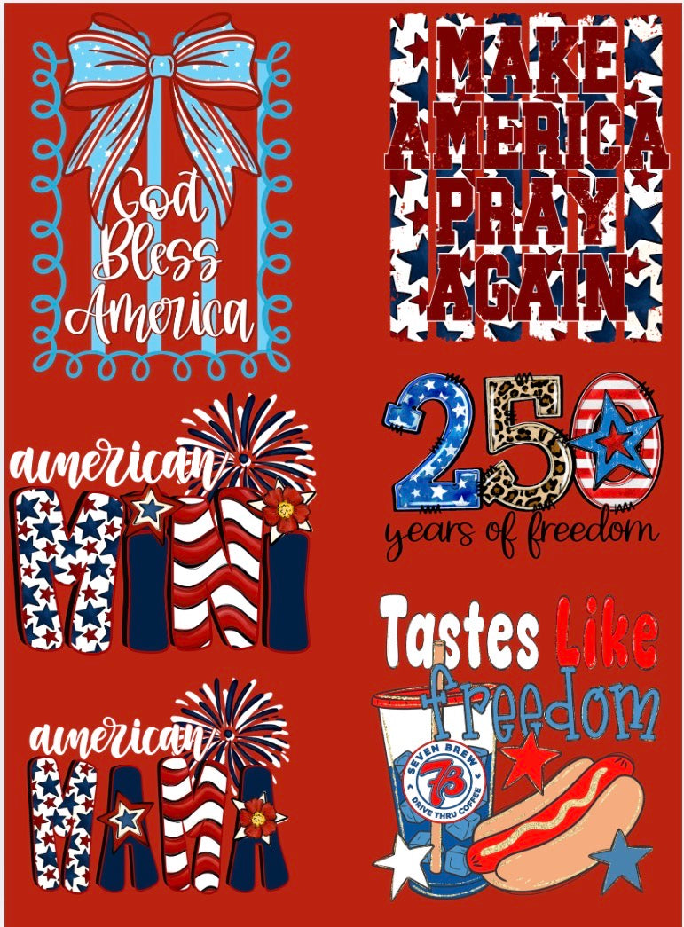 Pre Made Fourth Of July Gang Sheet