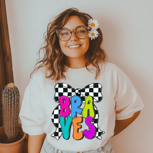 Braves Preppy Checkered DTF Transfer
