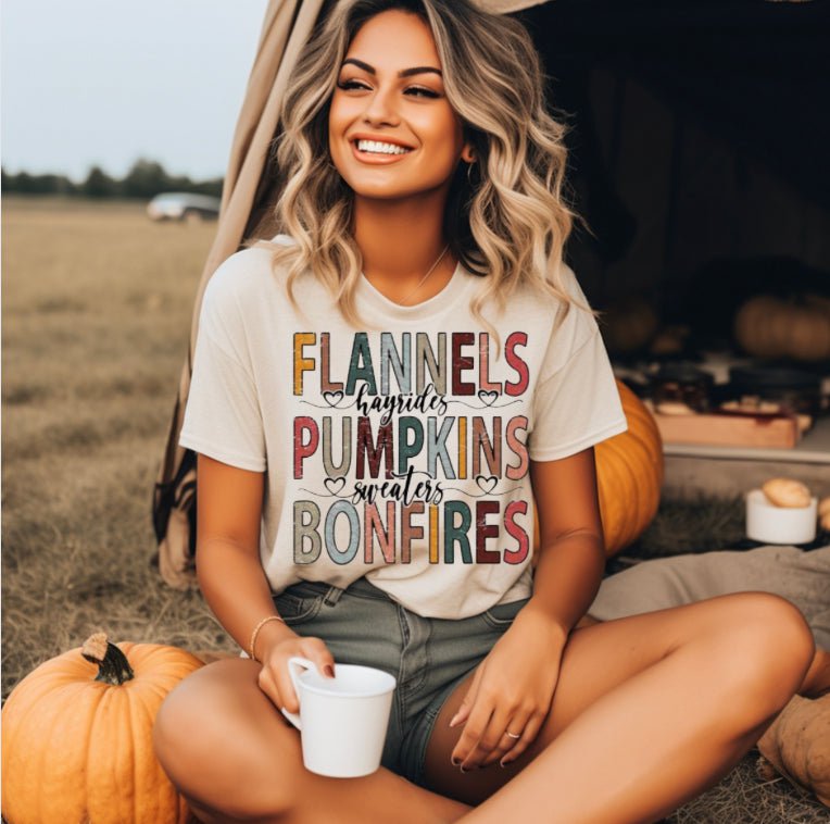 Kay's & Grace Clothing Company  Flannel ,Pumpkins ,And Bonfires  Heat DTF Transfer
